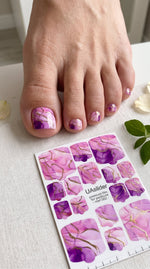 Watercolor Marble Pedicure Nail Wraps — Purple & Gold Foil | MWF-002 - UASLIDER
