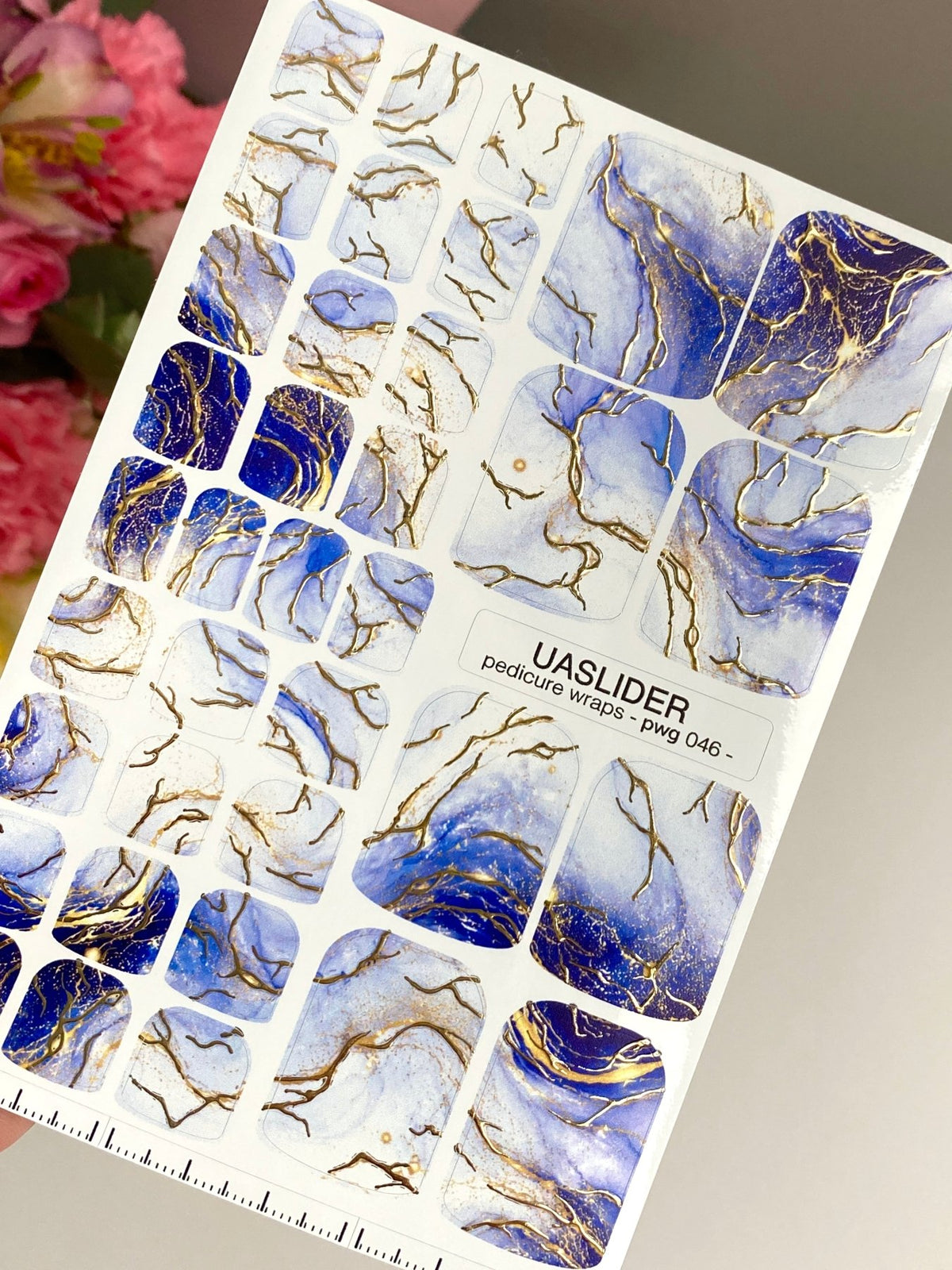 Watercolor Marble Pedicure Wraps — Blue & Gold Foil | pwg-046 - UASLIDER