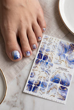 Watercolor Marble Pedicure Wraps — Blue & Gold Foil | pwg-046 - UASLIDER