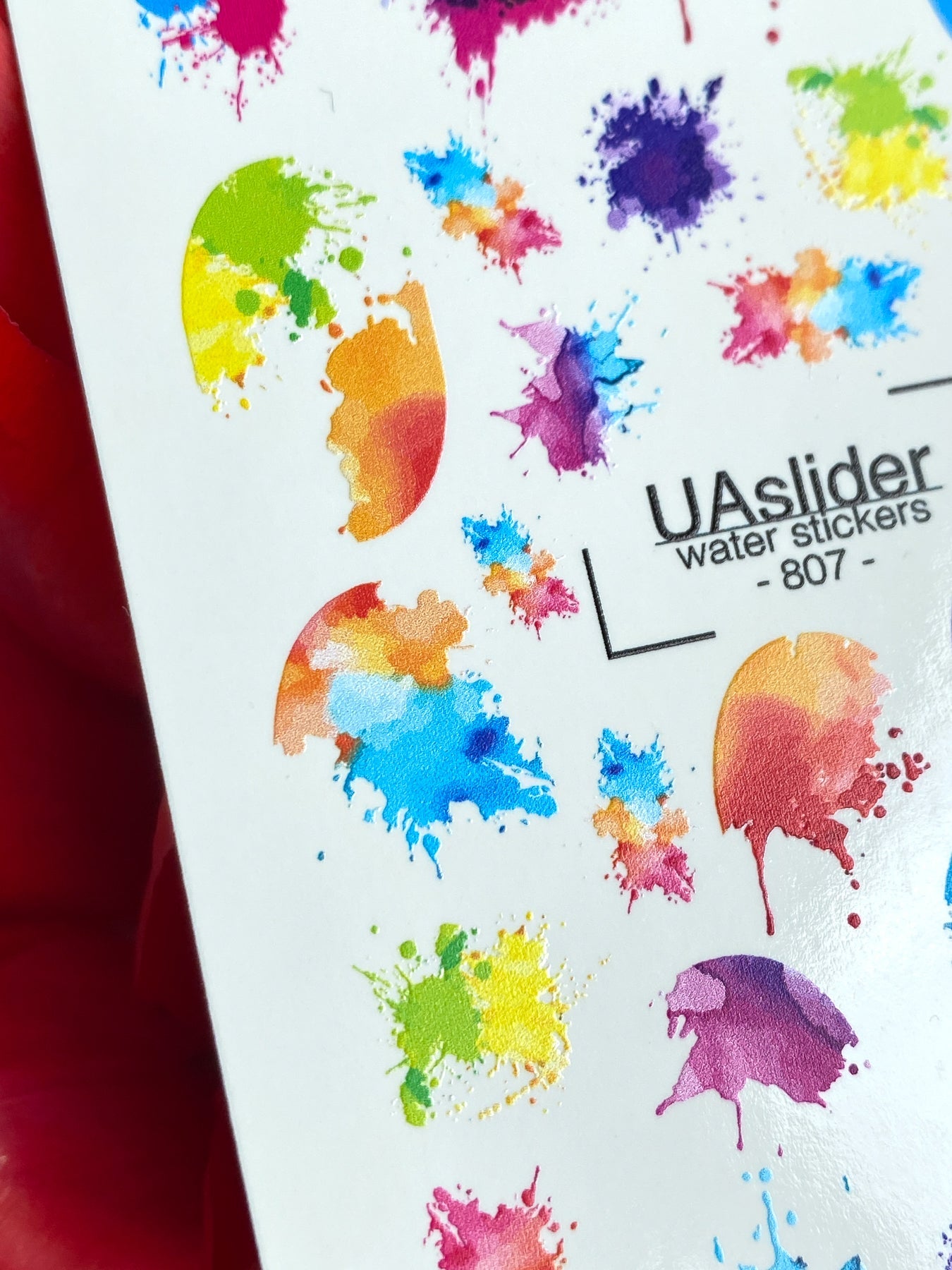 Watercolor Nail Decals — Rainbow Paint Splash & Ink Blot | 807 - UASLIDER