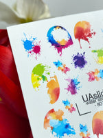 Watercolor Nail Decals — Rainbow Paint Splash & Ink Blot | 807 - UASLIDER