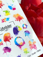 Watercolor Nail Decals — Rainbow Paint Splash & Ink Blot | 807 - UASLIDER