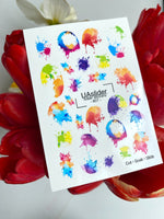 Watercolor Nail Decals — Rainbow Paint Splash & Ink Blot | 807 - UASLIDER