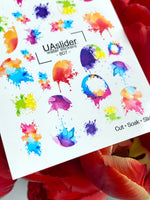 Watercolor Nail Decals — Rainbow Paint Splash & Ink Blot | 807 - UASLIDER