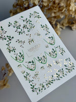 White Blossom Nail Decals — Floral Branch Gold Foil | CF - 831 - UASLIDER