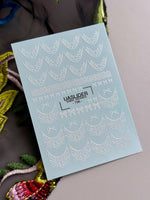 White Lace Bow Nail Decals — Baroque Scroll French Tips | 798 - UASLIDER
