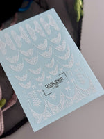 White Lace Bow Nail Decals — Floral French Tips Corset | 794 - UASLIDER