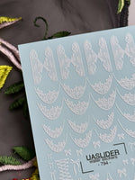 White Lace Bow Nail Decals — Floral French Tips Corset | 794 - UASLIDER