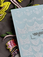 White Lace Nail Decals — Floral French Tips & Bow Accents | 796 - UASLIDER