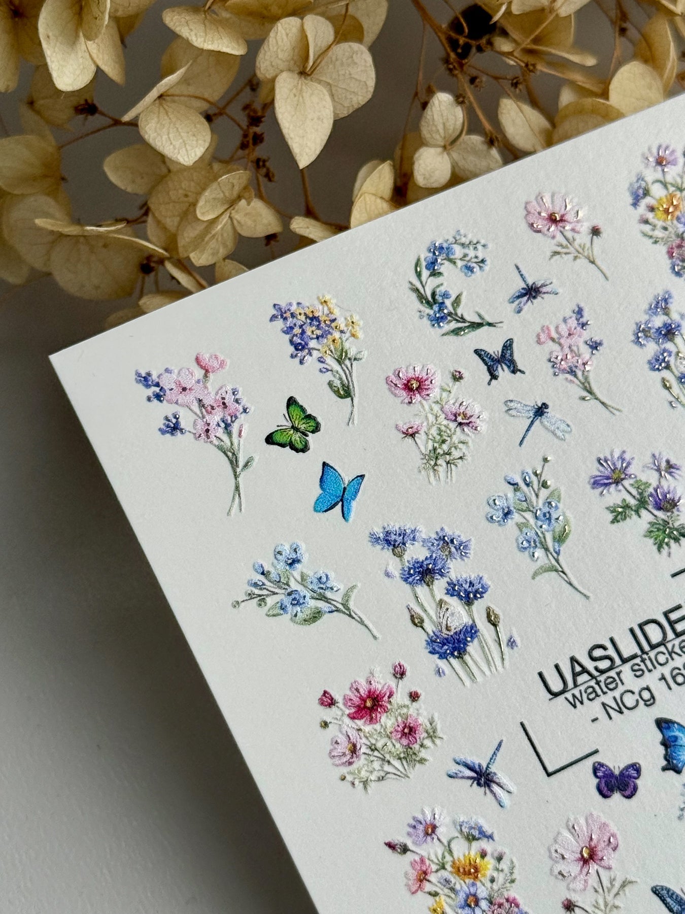 Wildflower Nail Decals — Meadow Florals, Butterflies & Dragonflies | NCg-168 - UASLIDER