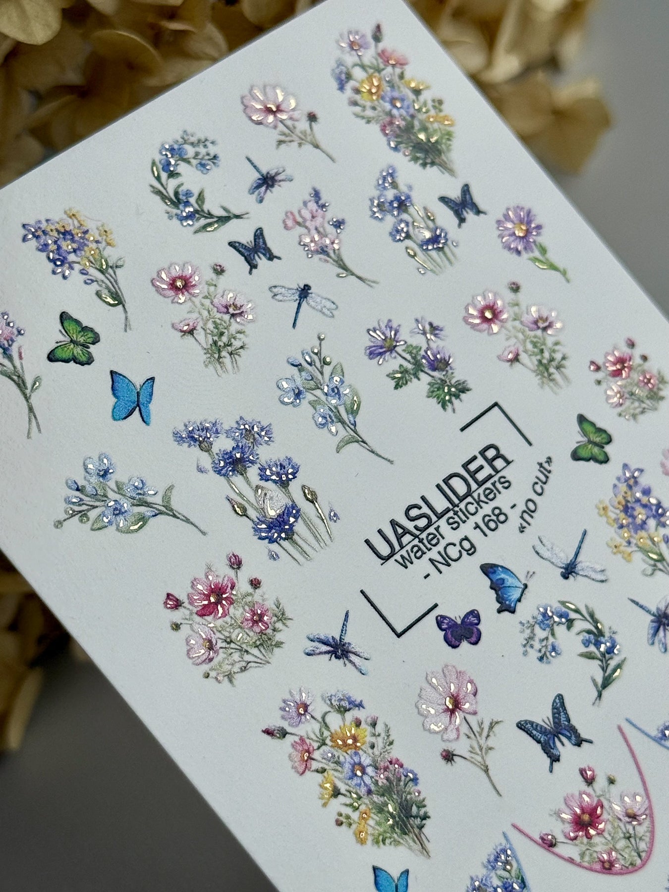 Wildflower Nail Decals — Meadow Florals, Butterflies & Dragonflies | NCg-168 - UASLIDER