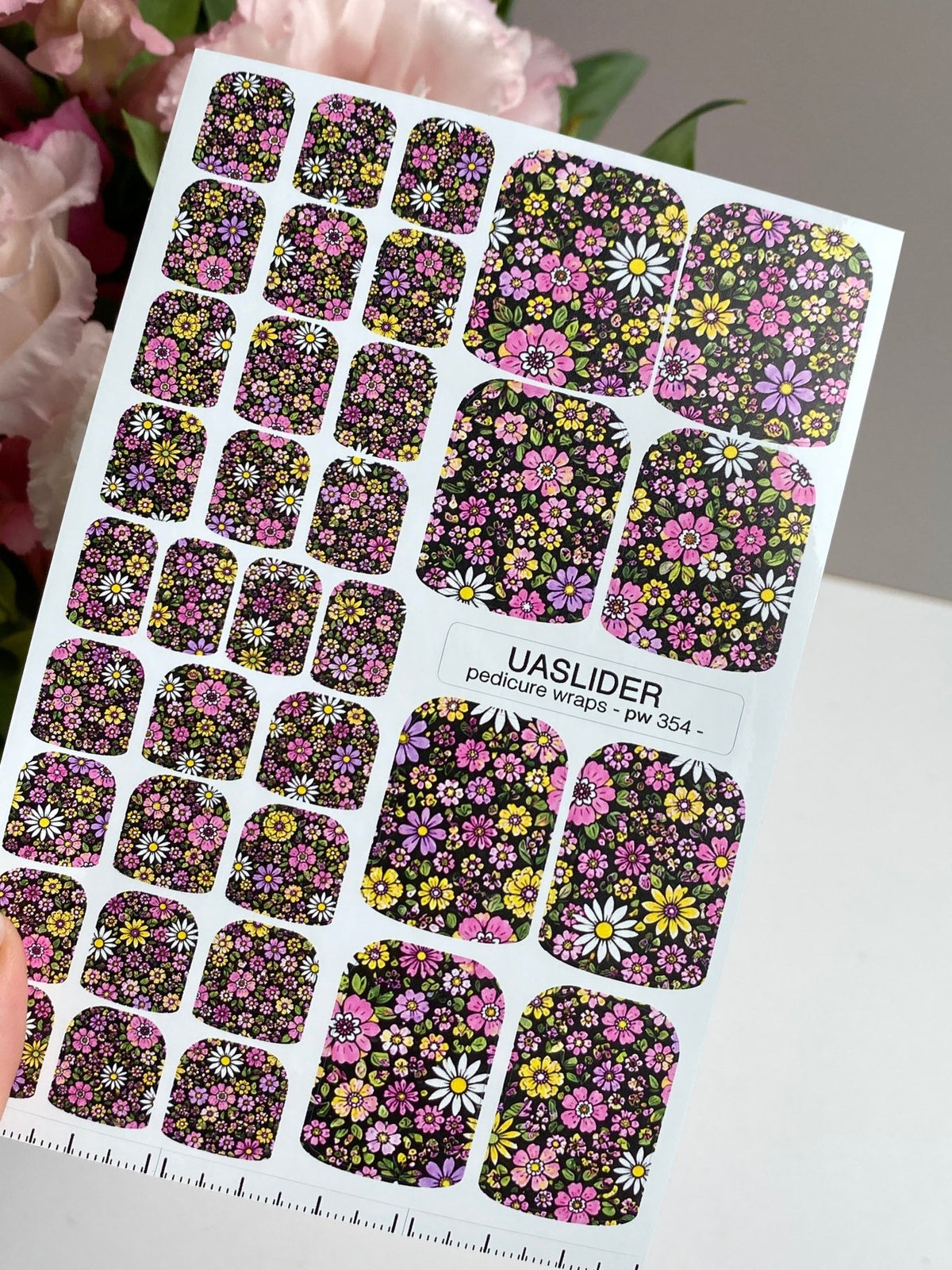 Wildflower Pedicure Nail Wraps — Pink, Purple & Yellow | pw-354 - UASLIDER