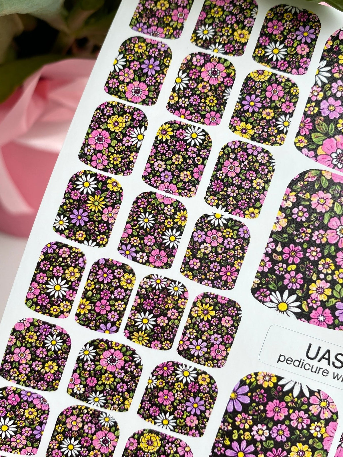 Wildflower Pedicure Nail Wraps — Pink, Purple & Yellow | pw-354 - UASLIDER
