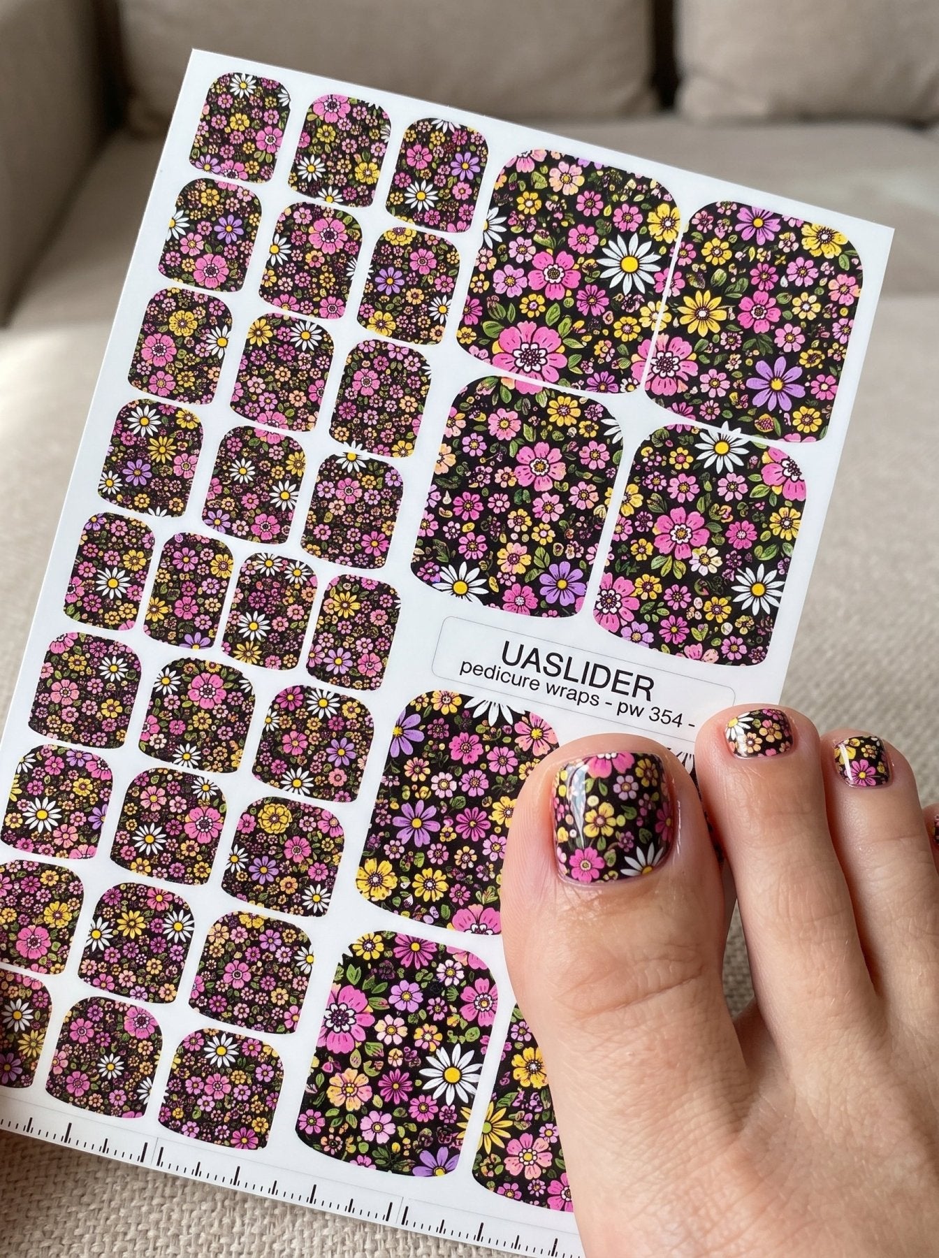 Wildflower Pedicure Nail Wraps — Pink, Purple & Yellow | pw-354 - UASLIDER