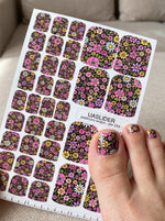 Wildflower Pedicure Nail Wraps — Pink, Purple & Yellow | pw-354 - UASLIDER