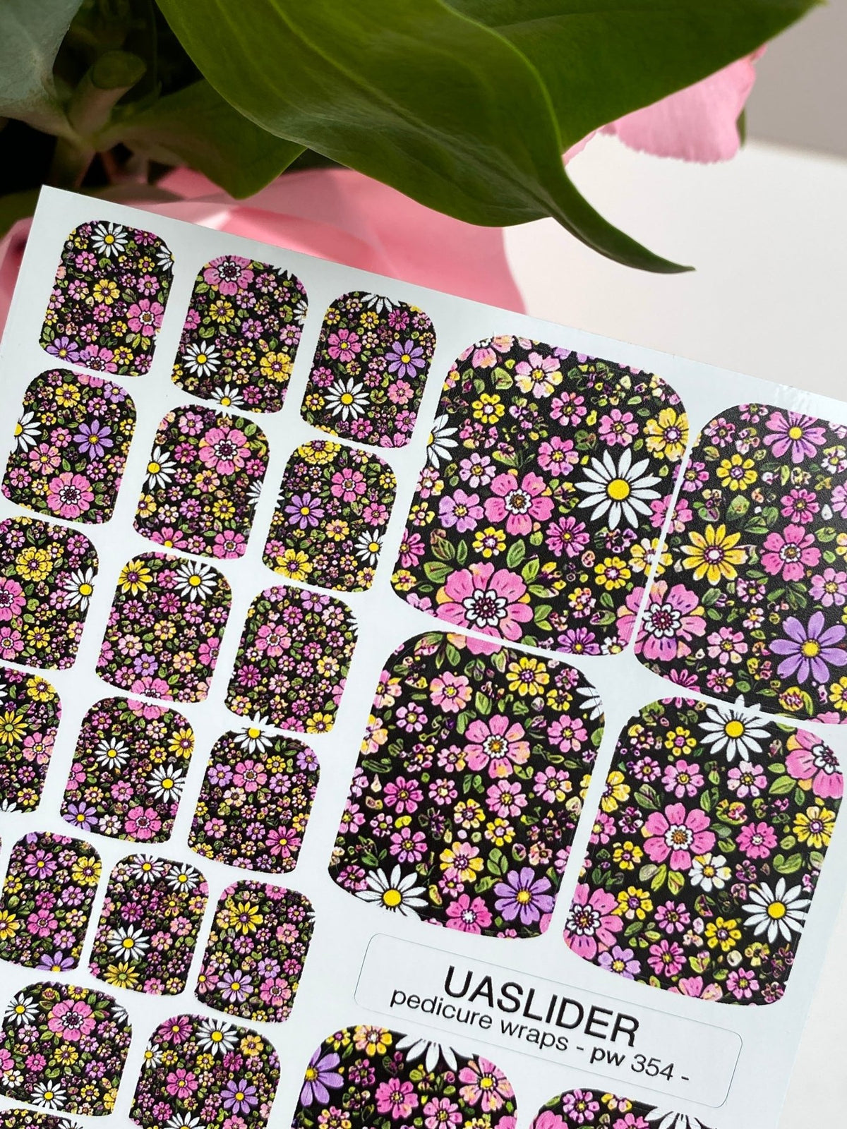 Wildflower Pedicure Nail Wraps — Pink, Purple & Yellow | pw-354 - UASLIDER