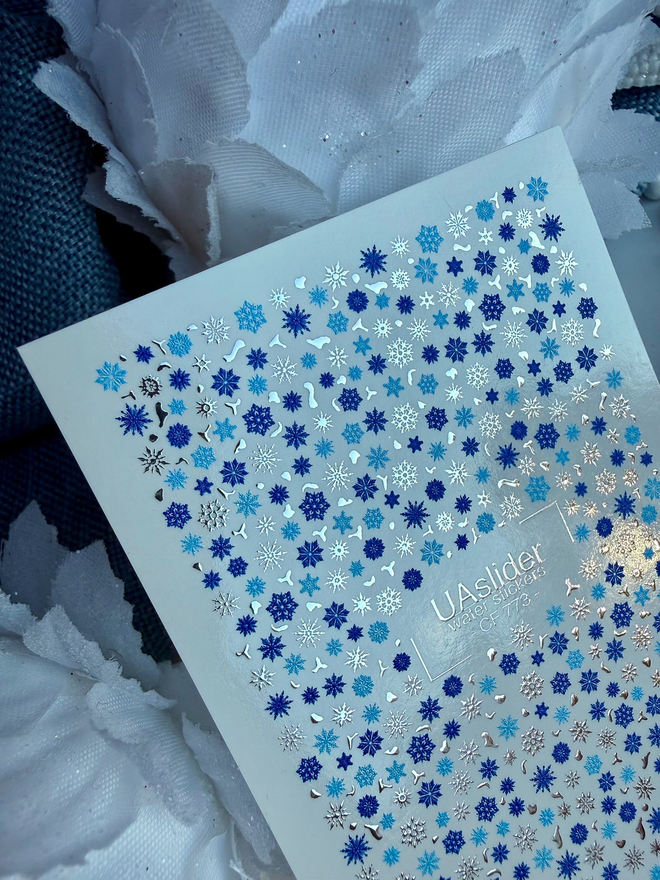 Winter Nail Decals — Blue & Silver Foil Snowflake Stickers | CF-773 - UASLIDER
