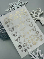 Winter Nail Decals — Gold Foil Snowflake Moon & French Tips | Fg-313 - UASLIDER