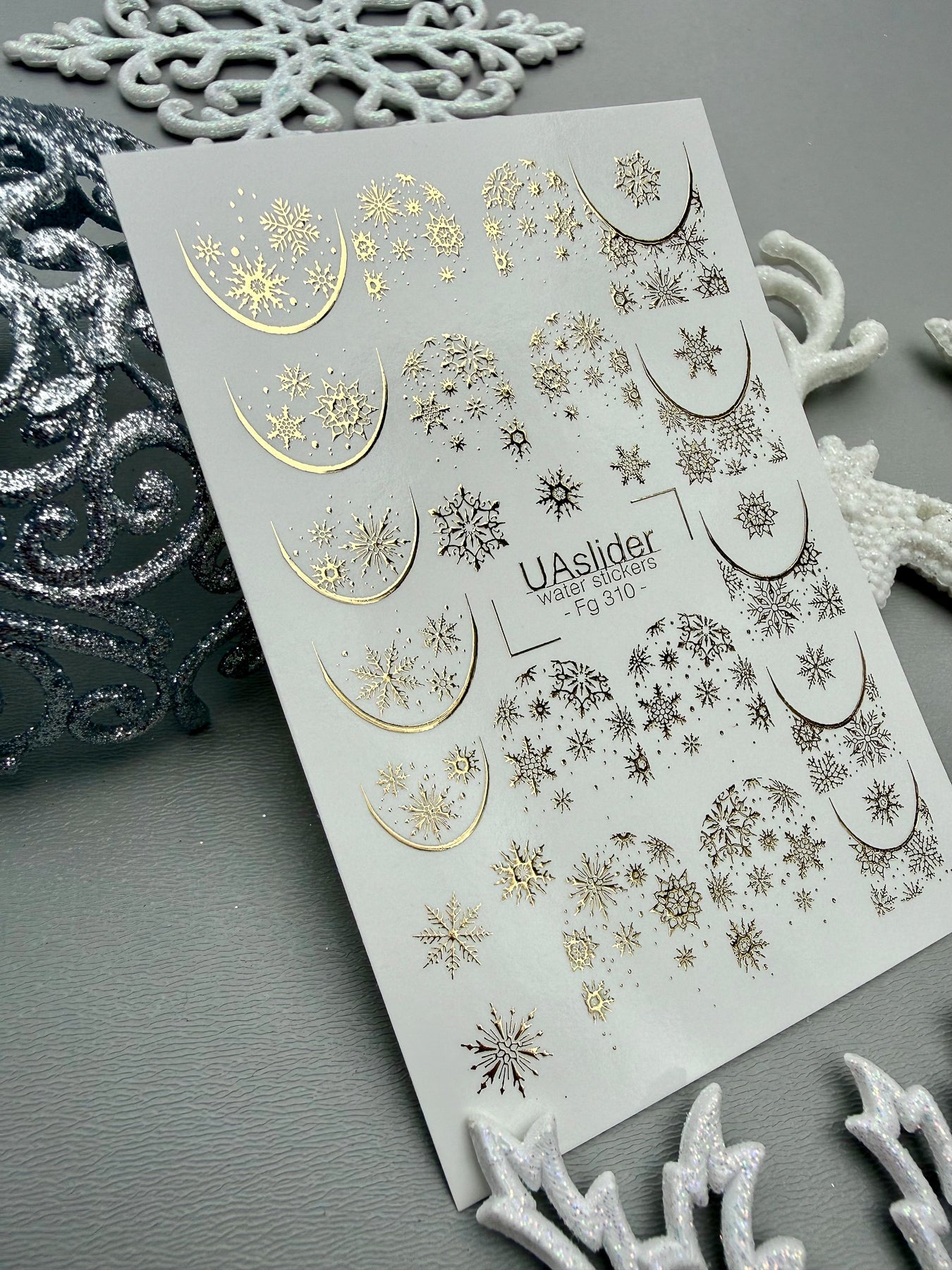 Winter Nail Decals — Gold Foil Snowflake Moon Stickers | Fg-310 - UASLIDER