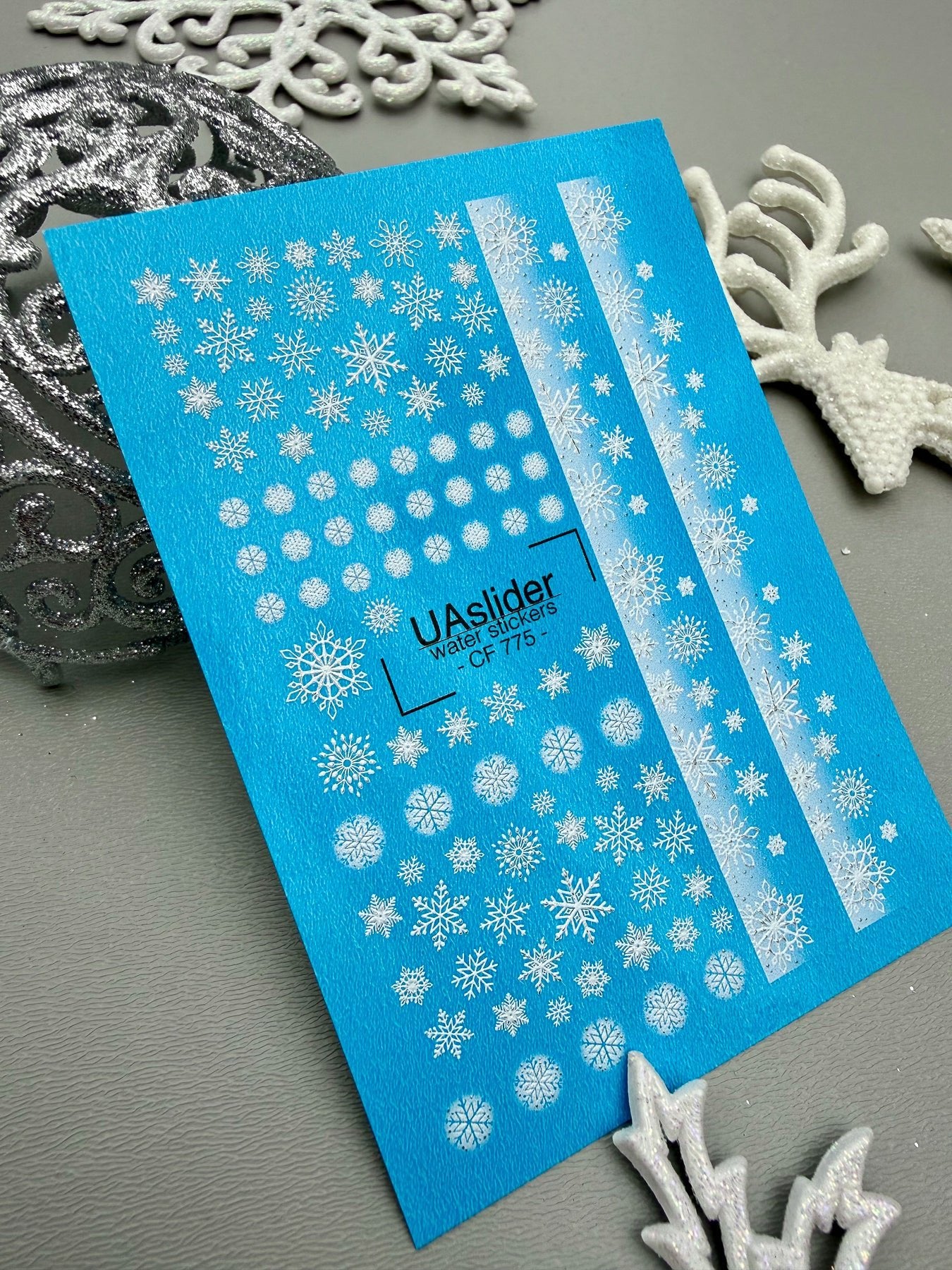 Winter Nail Decals — Mixed Snowflake Stickers & Silver Foil | CF-775 - UASLIDER