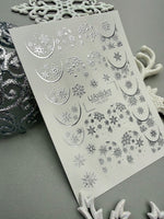 Winter Nail Decals — Silver Foil Moon & Snowflake Stickers | Fs-312 - UASLIDER