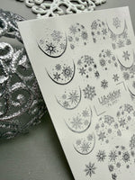 Winter Nail Decals — Silver Foil Moon & Snowflake Stickers | Fs-312 - UASLIDER