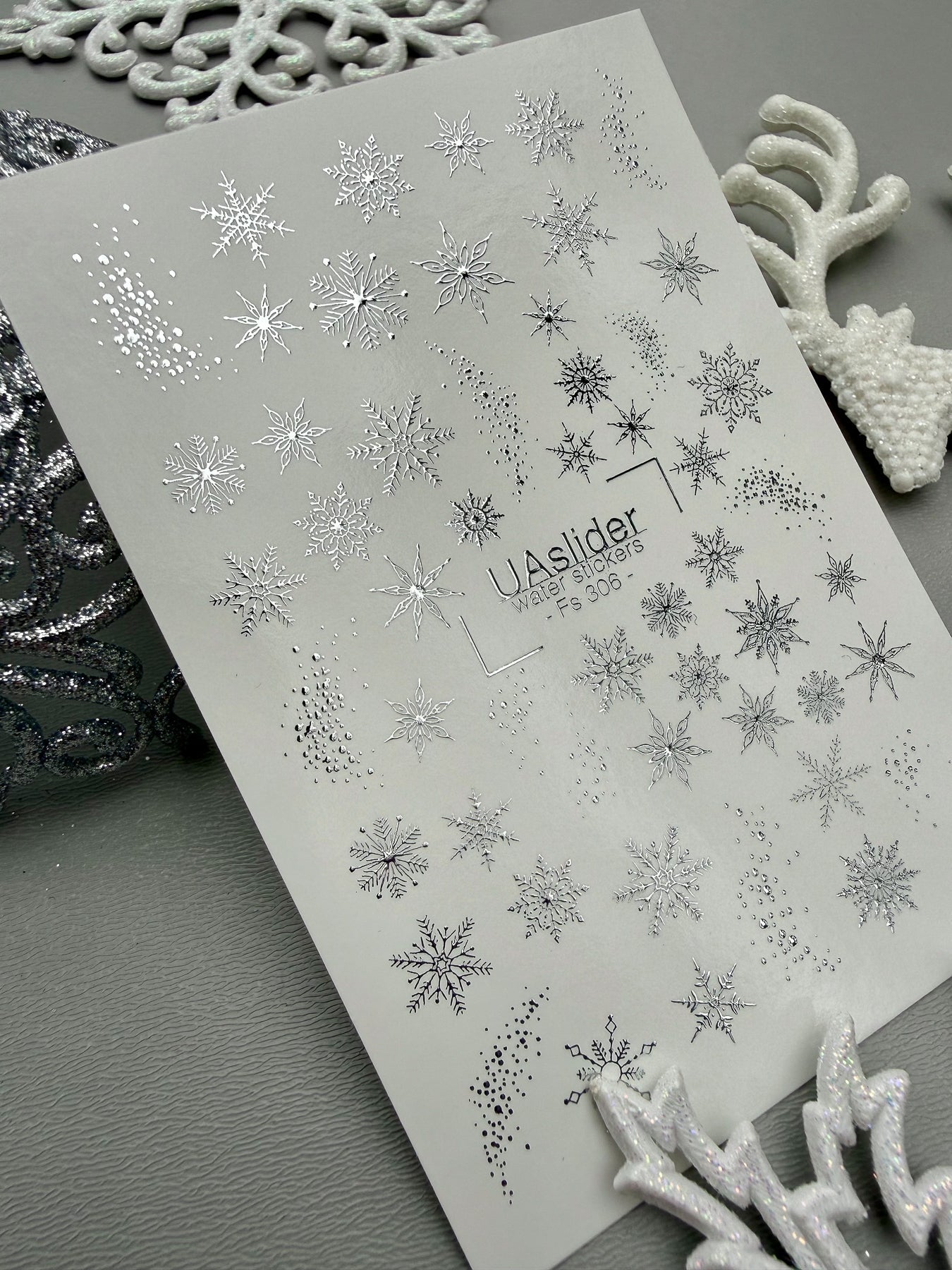 Winter Nail Decals — Silver Foil Snowflake Stickers | Fs-306 - UASLIDER