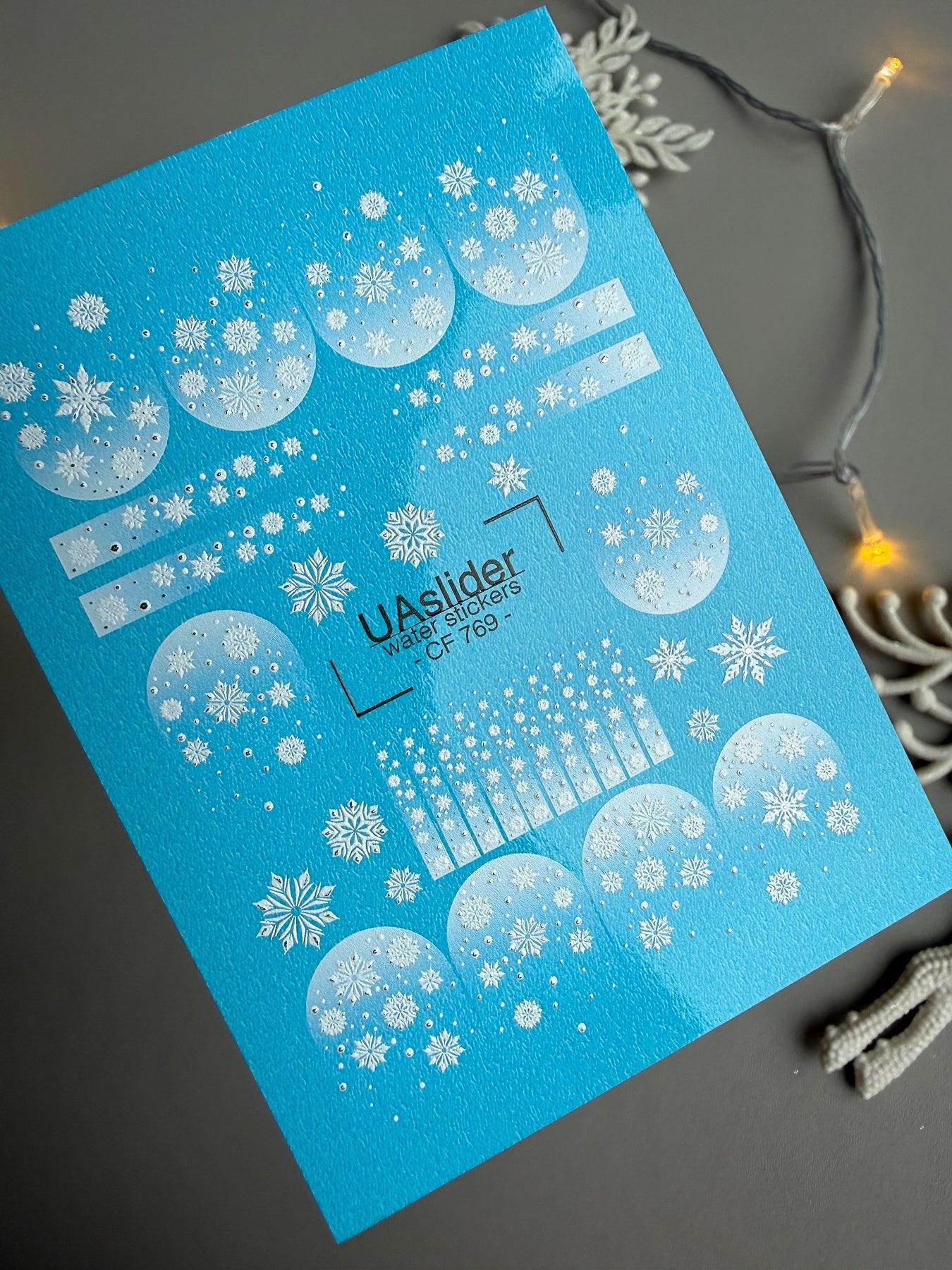 Winter Nail Decals — Snow Globe Snowflakes & Silver Foil | CF-769 - UASLIDER