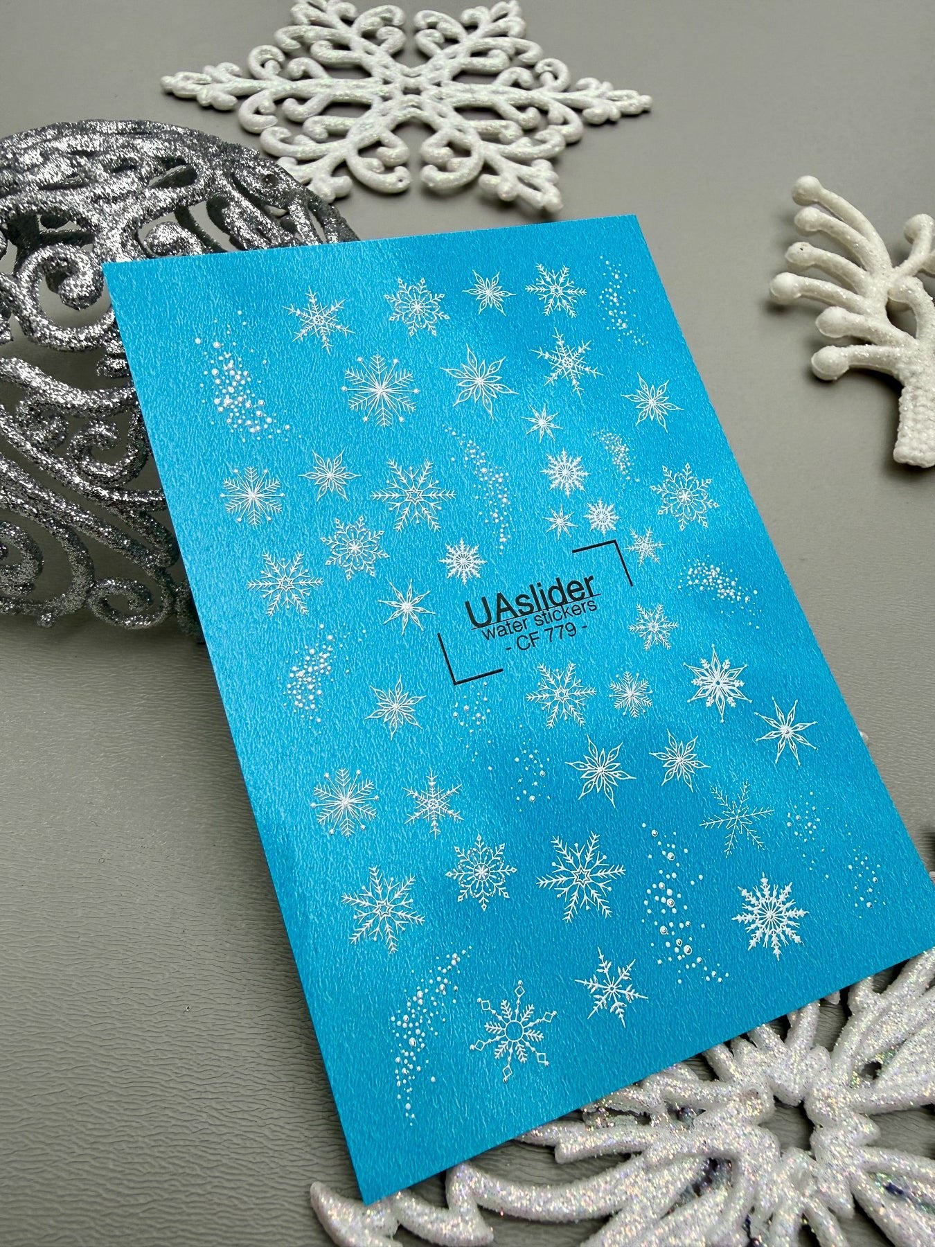 Winter Nail Decals — Snowflake Nail Stickers & Silver Foil | CF-779 - UASLIDER