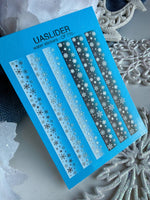 Winter Nail Decals — Snowflake Strips Dark Ombre & Silver Foil | CF - 770 - UASLIDER