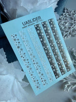 Winter Nail Decals — Snowflake Strips Dark Ombre & Silver Foil | CF - 770 - UASLIDER