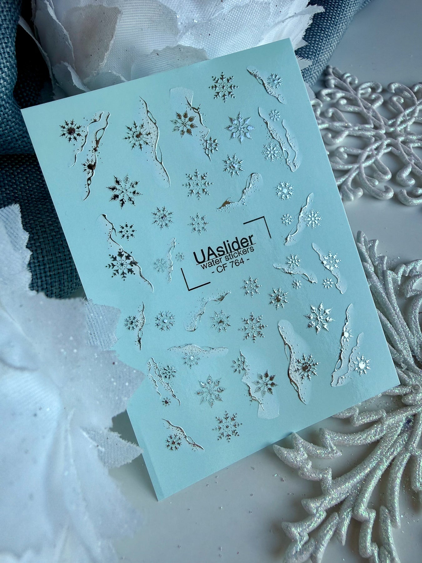 Winter Nail Decals — Snowflakes & Icicles with Gold Foil | CF - 764 - UASLIDER