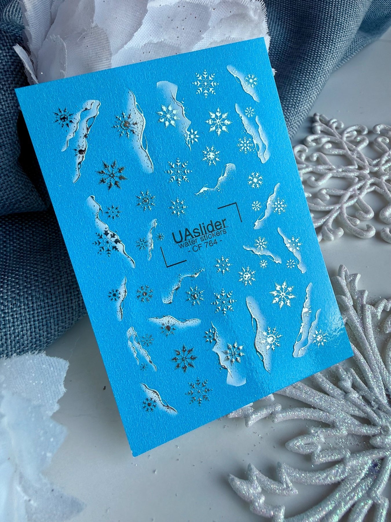 Winter Nail Decals — Snowflakes & Icicles with Gold Foil | CF - 764 - UASLIDER