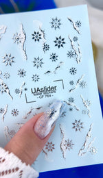 Winter Nail Decals — Snowflakes & Icicles with Gold Foil | CF - 764 - UASLIDER