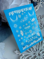 Winter Nail Decals — Snowflakes & Pine Branches Silver Foil | CF - 772 - UASLIDER