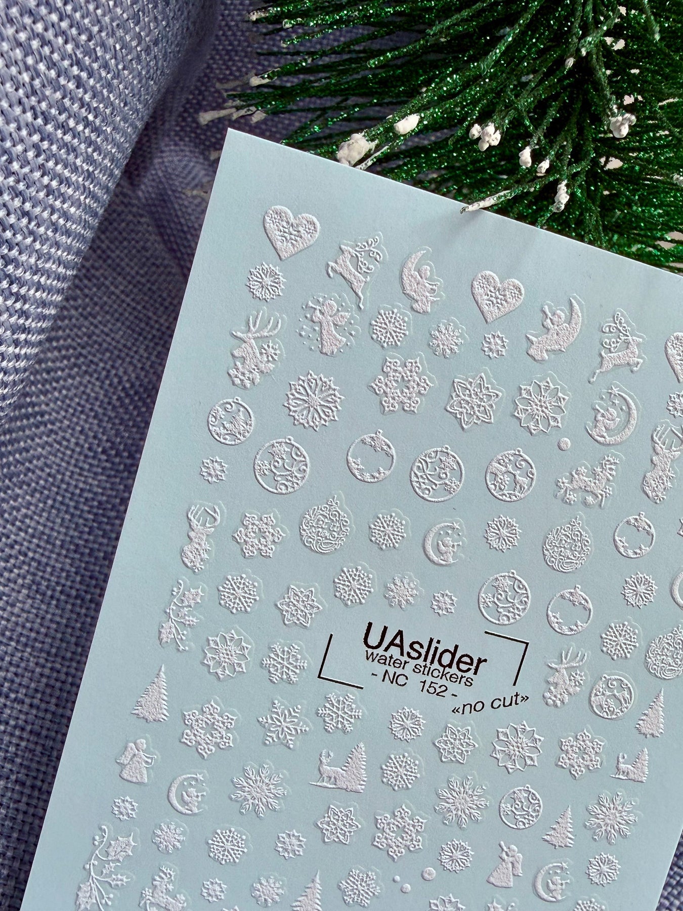 Winter Nail Decals — White Christmas Icons & Snowflakes No Cut | NC - 152 - UASLIDER