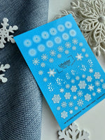 Winter Nail Decals — White Snowflakes & Frosted Circle Designs | NCg-155 - UASLIDER