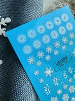 Winter Nail Decals — White Snowflakes & Frosted Circle Designs | NCg-155 - UASLIDER