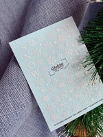 Winter Nail Decals — White Snowflakes & Snow Mood Text | NCg-148 - UASLIDER