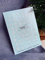 Winter Nail Decals — White Snowflakes & Snow Mood Text | NCg-148 - UASLIDER
