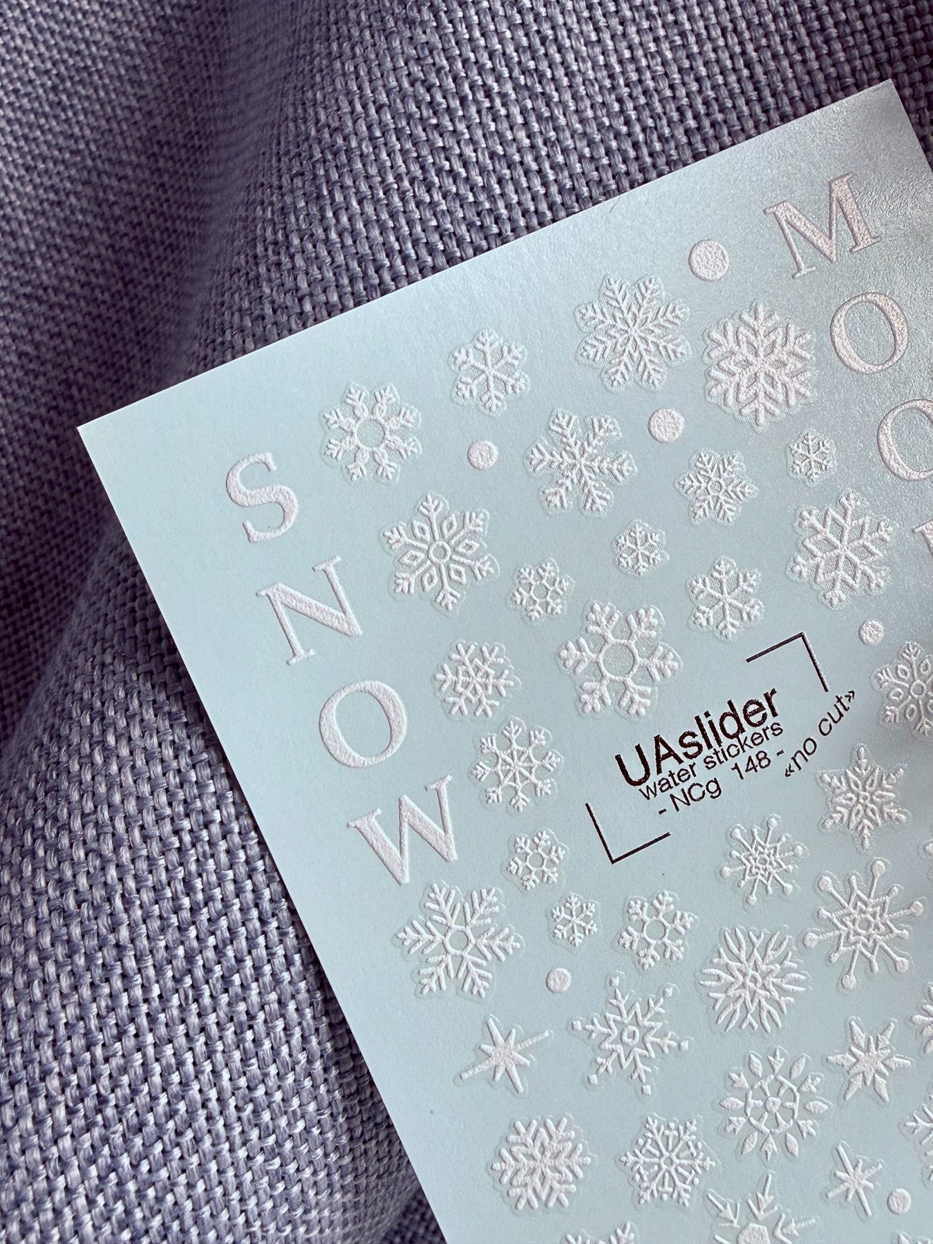 Winter Nail Decals — White Snowflakes & Snow Mood Text | NCg-148 - UASLIDER