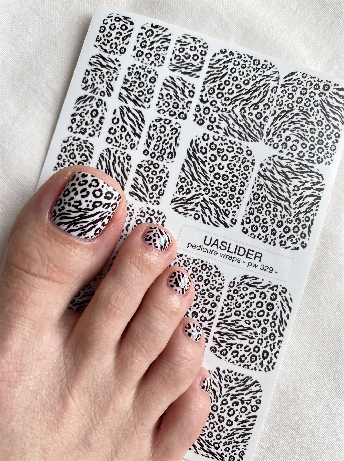 Zebra & Leopard Pedicure Wraps — Black & White Animal Print | pw-329 - UASLIDER
