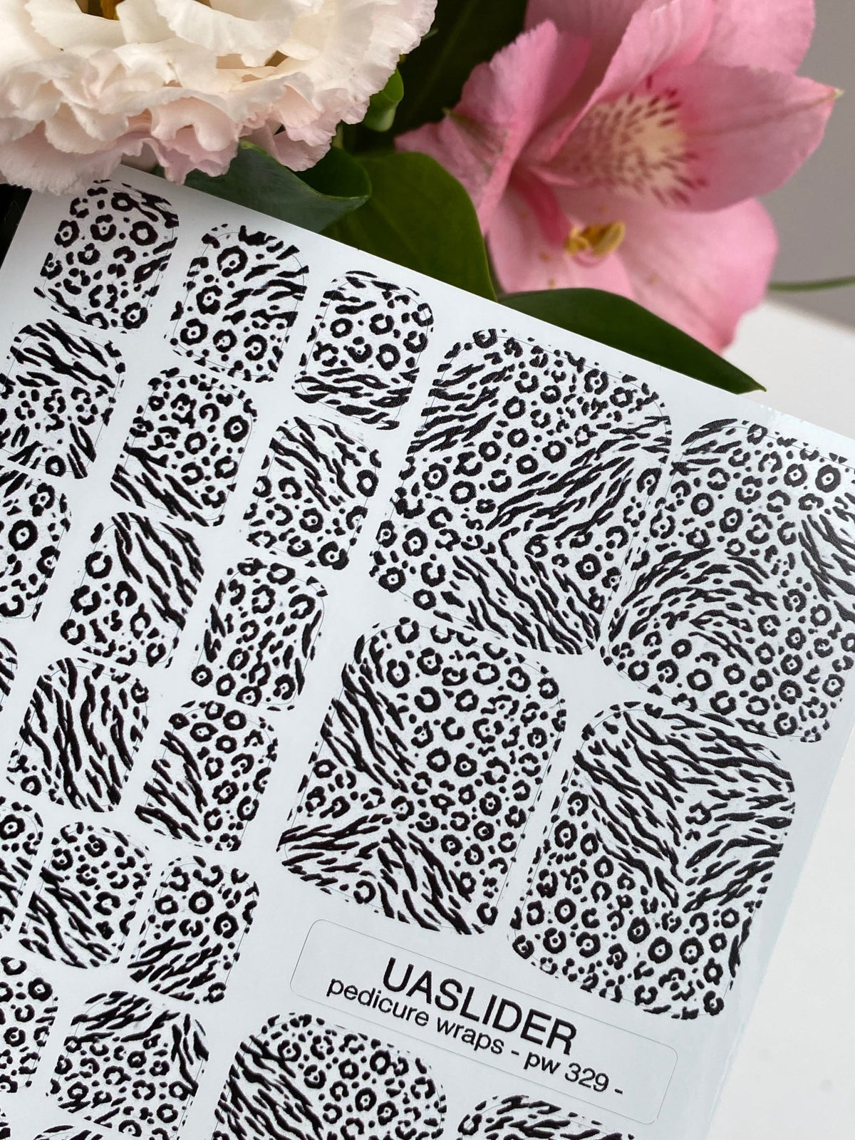 Zebra & Leopard Pedicure Wraps — Black & White Animal Print | pw-329 - UASLIDER