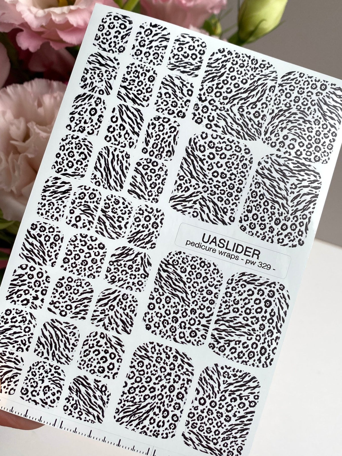 Zebra & Leopard Pedicure Wraps — Black & White Animal Print | pw-329 - UASLIDER