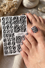 Zebra Pedicure Nail Wraps — Black & White Animal Print | pw-369 - UASLIDER