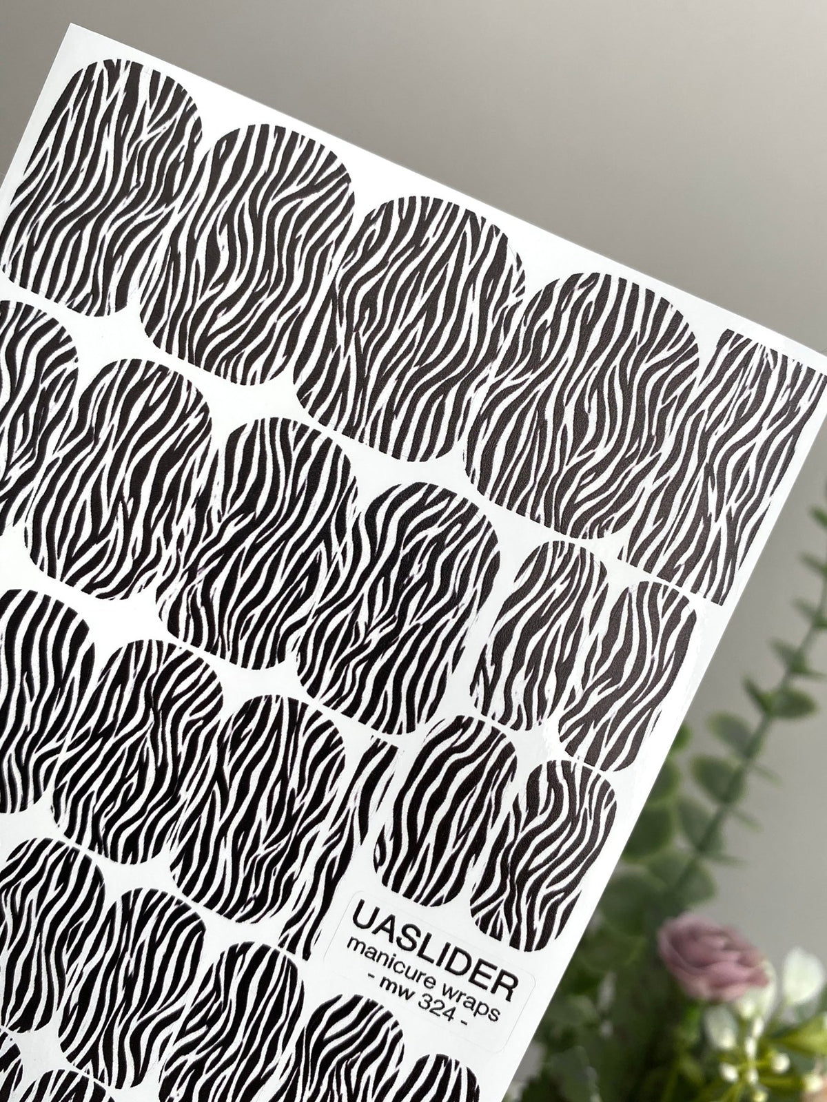 Zebra Print Manicure Wraps — Black & White Stripes | mw-324 - UASLIDER