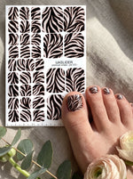 Zebra Print Pedicure Nail Wraps — Black & Blush Stripes | pw-372 - UASLIDER