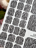 Zebra Print Pedicure Wraps — Black & White Animal Pattern | pw-324 - UASLIDER