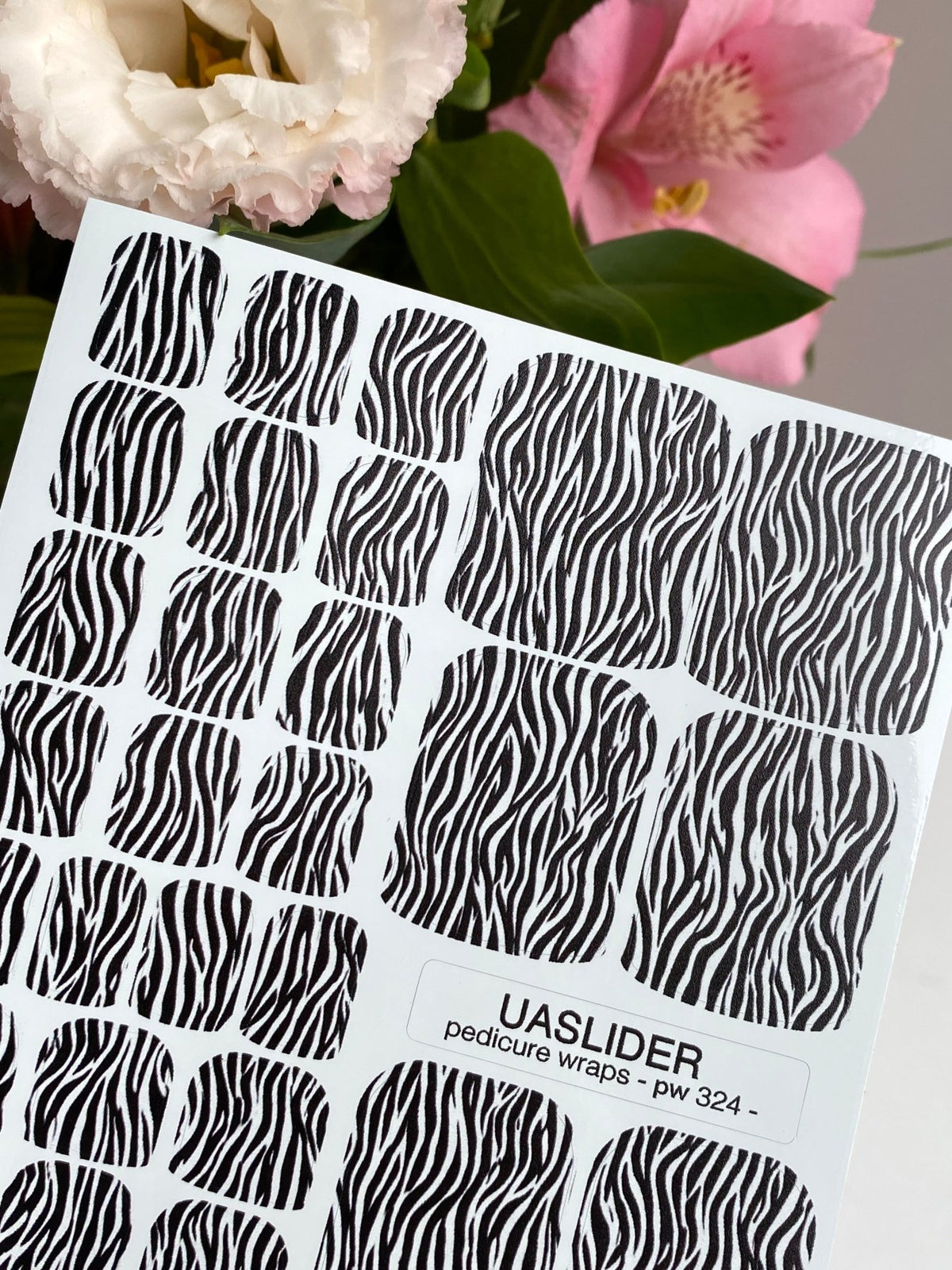 Zebra Print Pedicure Wraps — Black & White Animal Pattern | pw-324 - UASLIDER